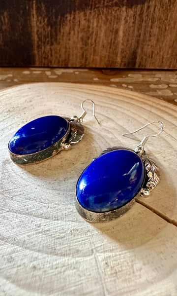 BETTA LEE Navajo Lapis and Silver Earrings • 22g