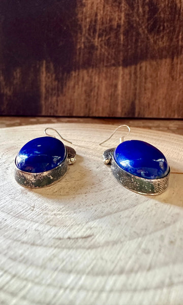 BETTA LEE Navajo Lapis and Silver Earrings • 22g