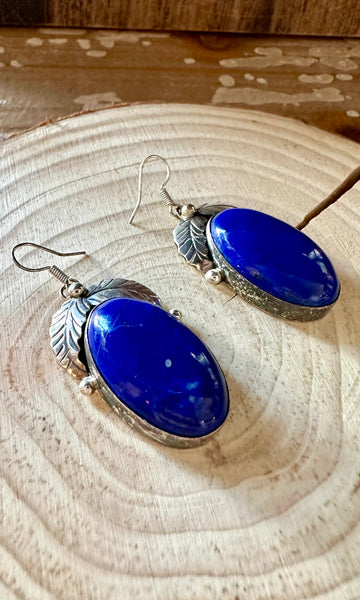 BETTA LEE Navajo Lapis and Silver Earrings • 22g