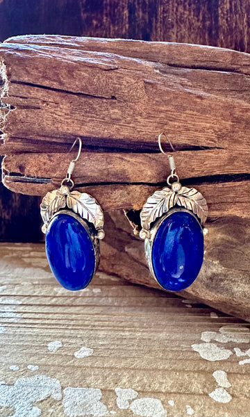 BETTA LEE Navajo Lapis and Silver Earrings • 22g