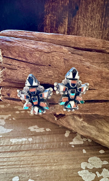 VINTAGE ZUNI Clip On Silver Earrings • 8g