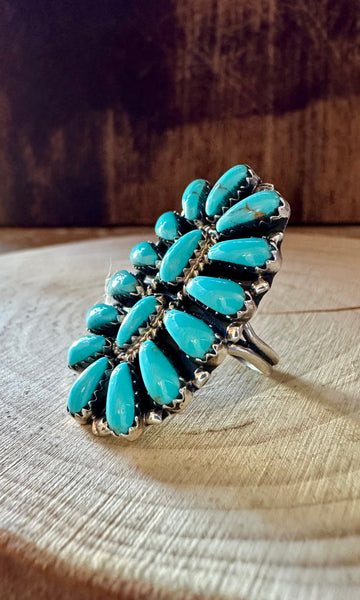 DROPS OF DEW Navajo Silver & Blue Howlite Ring • Size 7 1/4