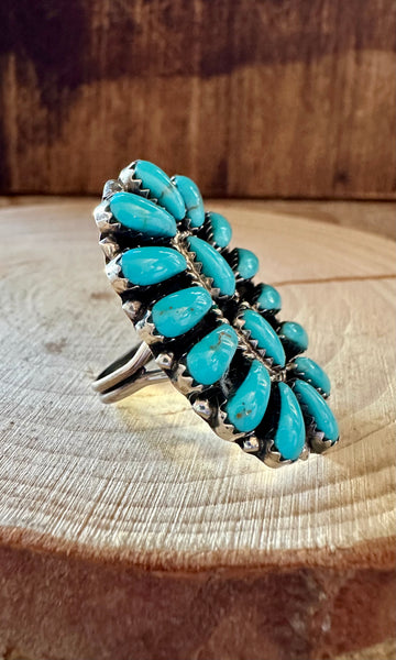 DROPS OF DEW Navajo Silver & Blue Howlite Ring • Size 7 1/4