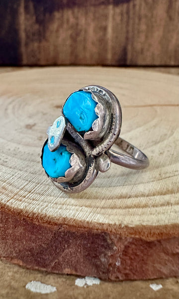 EFFIE ZUNI TURQUOISE and Silver Ring • Size 7 1/2