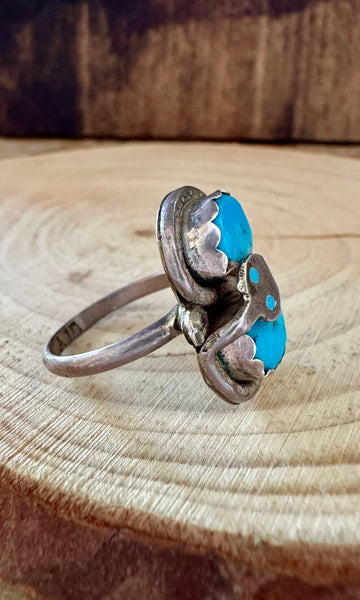 EFFIE ZUNI TURQUOISE and Silver Ring • Size 7 1/2