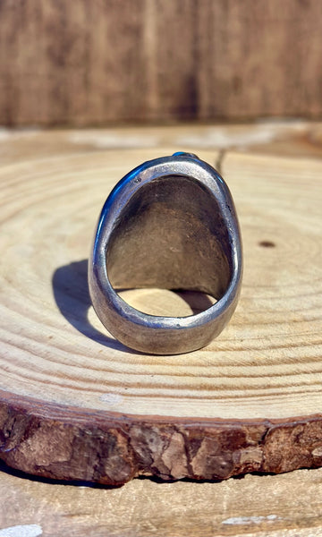 VINTAGE STEPPING STONES Turquoise & Coral Men's Ring • Size 9.5
