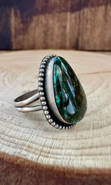 TURQUOISE SHELL Sterling Silver and Green Turquoise Ring • Size 6