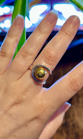 MEXICAN SILVER BRASS Planet Ring LSC05 • Size 6