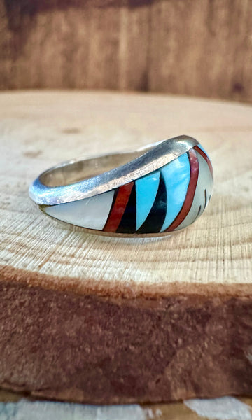 ZUNI ABALONE Micro Inlay Ring • Size 8 1/2