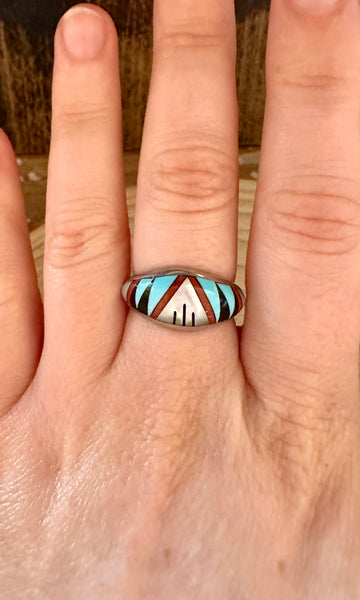 ZUNI ABALONE Micro Inlay Ring • Size 8 1/2