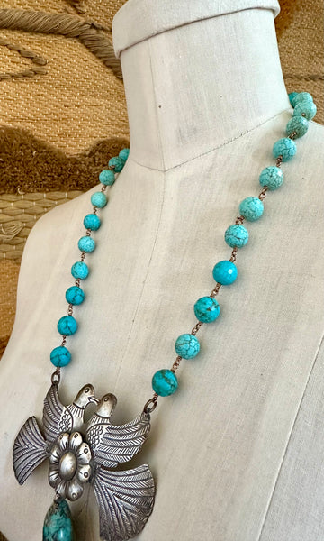 TARA GASPARIAN Lovebirds Turquoise Necklace Strand • 96.5 g