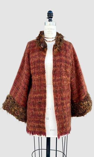 HAND KNIT FUZZY 90's Open Cardigan • Medium