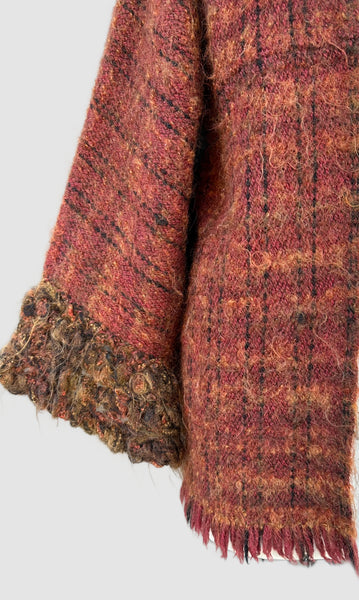 HAND KNIT FUZZY 90's Open Cardigan • Medium