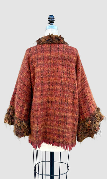 HAND KNIT FUZZY 90's Open Cardigan • Medium