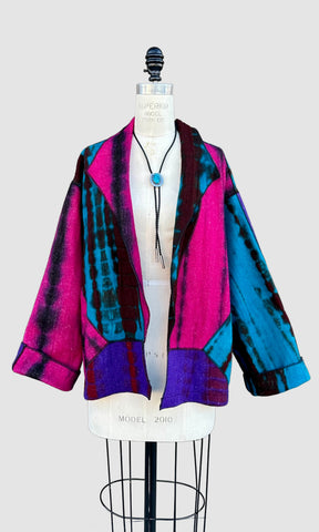 DILEMMA NEW YORK 90's Shibori Tie-Dye Wool Cardigan • Large