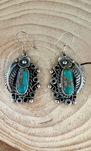 DINE’H NATIVE ARTS Turquoise Leaf Earrings