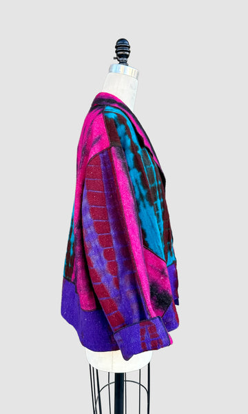 DILEMMA NEW YORK 90's Shibori Tie-Dye Wool Cardigan • Large