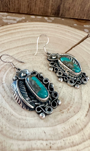 DINE’H NATIVE ARTS Turquoise Leaf Earrings