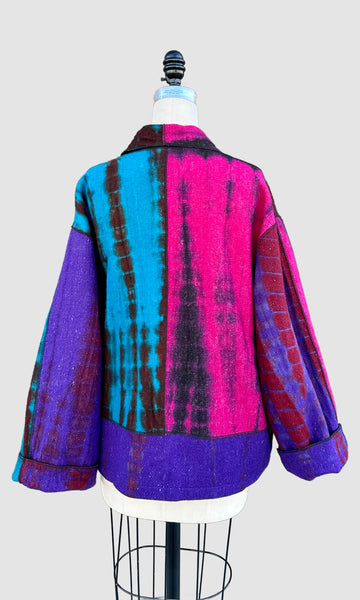 DILEMMA NEW YORK 90's Shibori Tie-Dye Wool Cardigan • Large