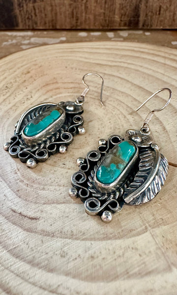 DINE’H NATIVE ARTS Turquoise Leaf Earrings