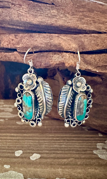 DINE’H NATIVE ARTS Turquoise Leaf Earrings