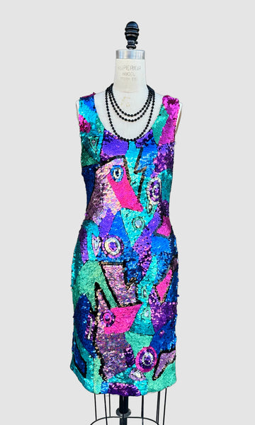 VINTAGE DAVAL DESIGNS Sequins 80s/90s Dress • Medium