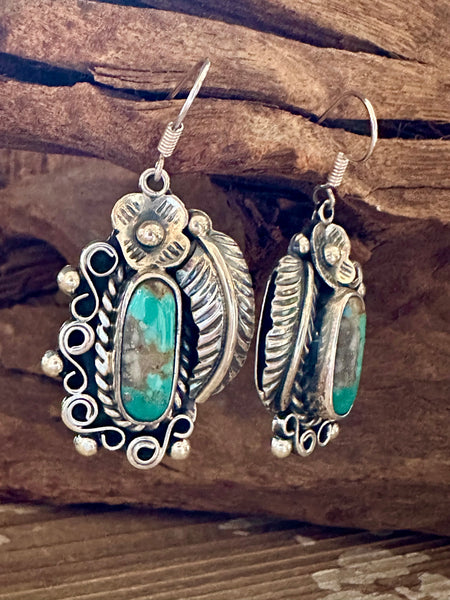 DINE’H NATIVE ARTS Turquoise Leaf Earrings