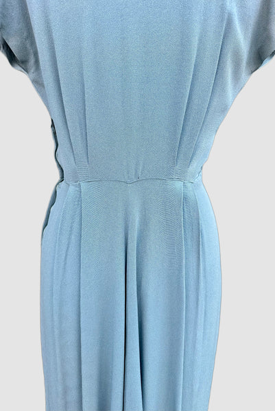VINTAGE BABY BLUE 40s Pearl Dress • Medium
