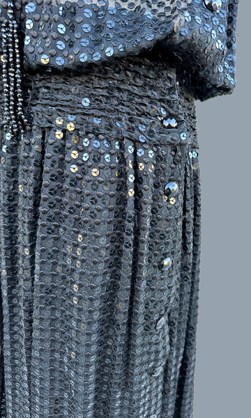 EMANUEL UNGARO Parallèle Paris 80s Sequin Sheer Dress • Medium