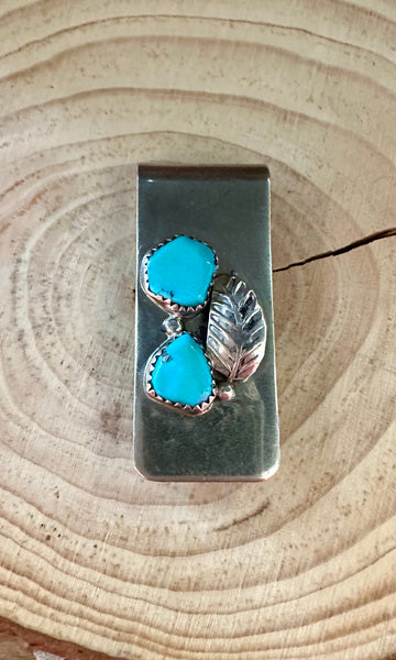 DOUBLE TURQUOISE Sterling Silver Money Clip