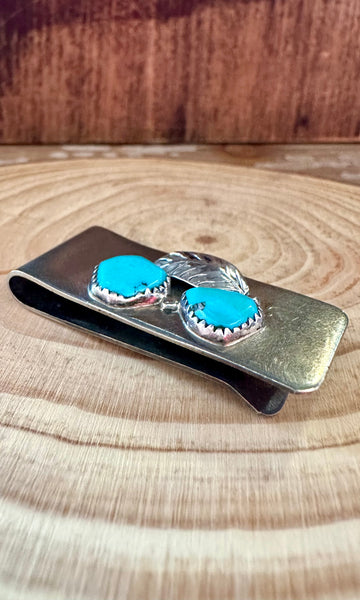 DOUBLE TURQUOISE Sterling Silver Money Clip