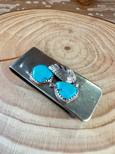 DOUBLE TURQUOISE Sterling Silver Money Clip