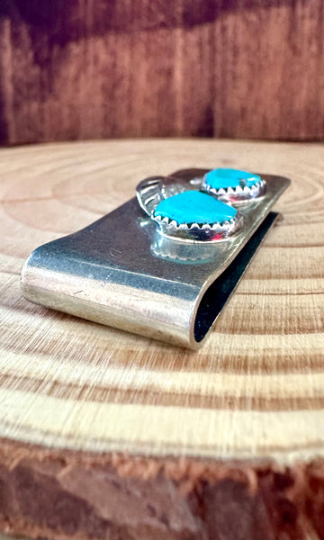 DOUBLE TURQUOISE Sterling Silver Money Clip