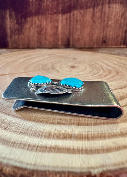 DOUBLE TURQUOISE Sterling Silver Money Clip