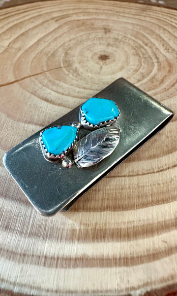 DOUBLE TURQUOISE Sterling Silver Money Clip