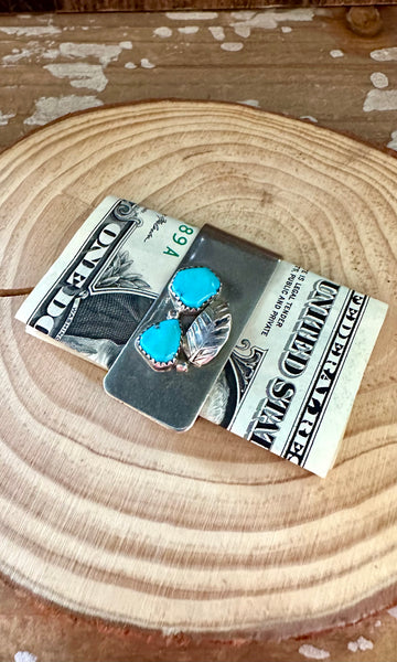 DOUBLE TURQUOISE Sterling Silver Money Clip