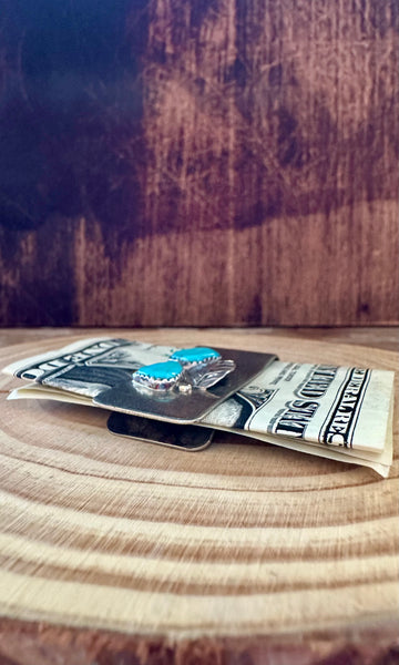 DOUBLE TURQUOISE Sterling Silver Money Clip