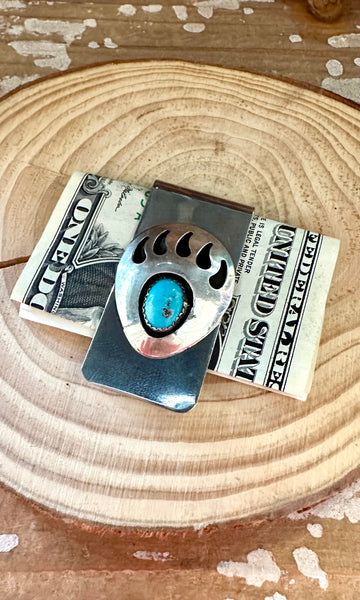 BEAR CLAW Native Turquoise Silver Money Clip