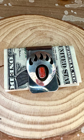 BEAR CLAW Native Coral Silver Money Clip