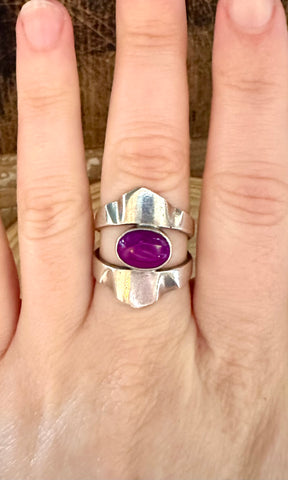 PURPLE POWER RING Vintage Mexican Silver Statement Ring