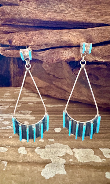 TURQUOISE TEARDROP DANGLE Sterling Silver & Turquoise Earrings