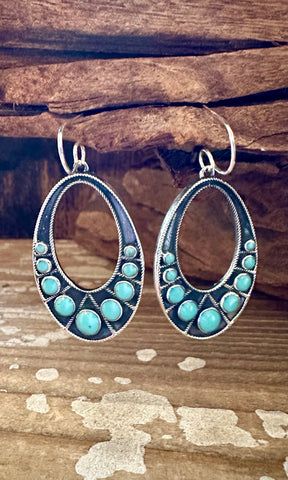 DISCO TURQUOISE Mexican Sterling Silver Earrings