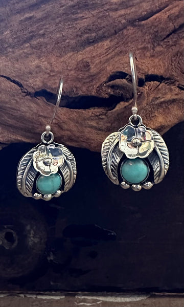 BIRDS NEST Mexican Sterling Silver and Turquoise Earrings