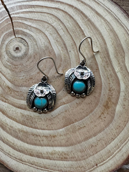 BIRDS NEST Mexican Sterling Silver and Turquoise Earrings