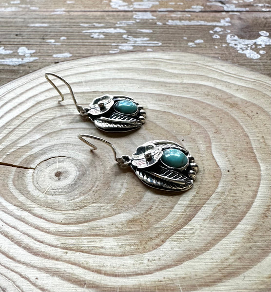 BIRDS NEST Mexican Sterling Silver and Turquoise Earrings