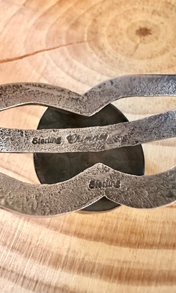 CHIMNEY BUTTE Navajo Turquoise & Sandcast Silver Cuff 26C03 • 54g