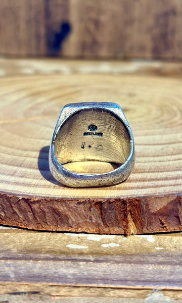 BELL TRADING POST Vintage 60's SquareTurquoise & Silver Ring 26R04