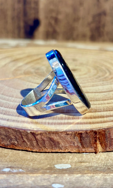 MATTHEW JACK ZUNI Silver Pueblo Night Sky Inlay Ring 26R10 • Size 9
