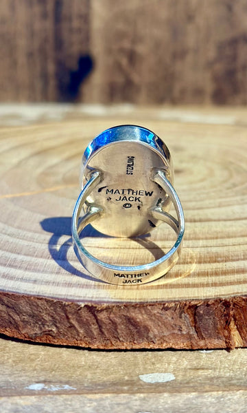 MATTHEW JACK ZUNI Silver Pueblo Night Sky Inlay Ring 26R10 • Size 9