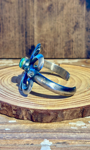 CHIMNEY BUTTE Navajo Turquoise Sandcast Silver Cuff 26C08 • 68g